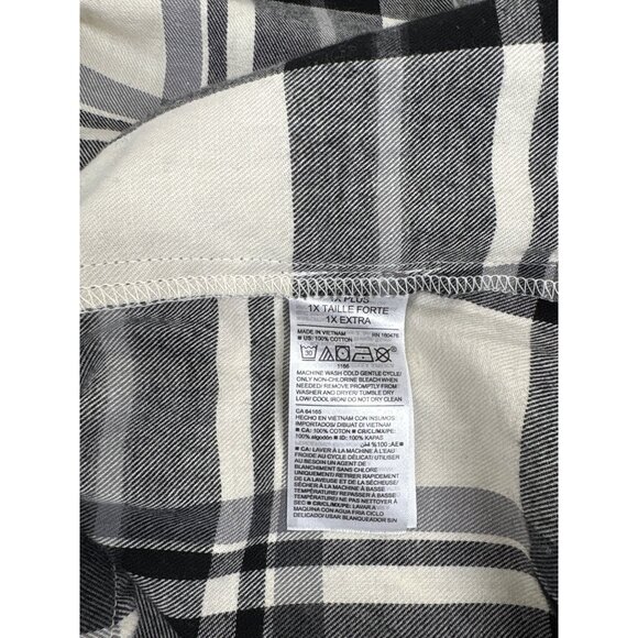 Old Navy Black & White Plaid Long Sleeve Button-Down Flannel Shirt Size 1X - Picture 7 of 7
